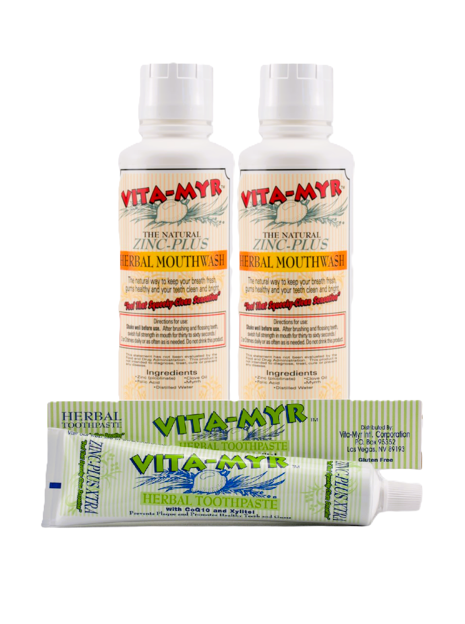 1 Vitamyr 5.4 oz. XTRA Toothpaste & 2 Vitamyr 16 oz.  Natural Mouthwash!