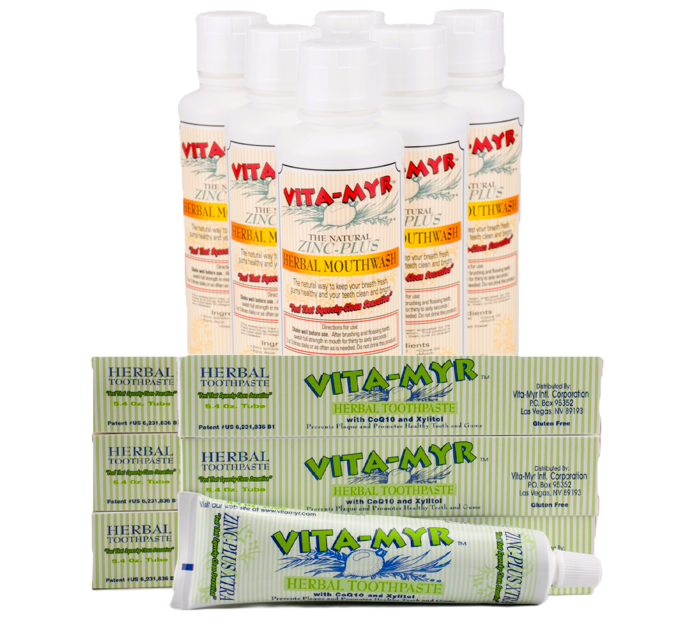 Complete Family Oral Care with 6 x 6 Vita-Myr Family Mouthwash & Toothpaste Pack