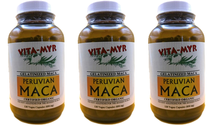 Vita-Myr Gelatinized Certified Organic Maca - Your Natural Energy Booster in a 3-Pack 120 caps