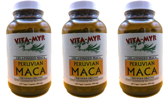 Vita-Myr Gelatinized Certified Organic Maca - Your Natural Energy Booster in a 3-Pack 120 caps