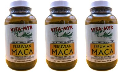 Vita-Myr Gelatinized Certified Organic Maca - Your Natural Energy Booster in a 3-Pack 120 caps