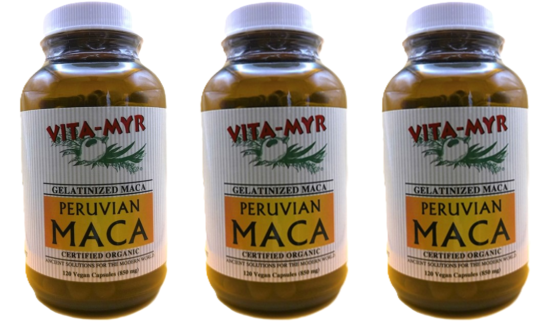 Vita-Myr Gelatinized Certified Organic Maca - Your Natural Energy Booster in a 3-Pack 120 caps