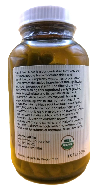 Vita-Myr Gelatinized Certified Organic Maca - Your Natural Energy Booster in a 3-Pack 120 caps