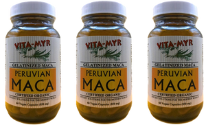 Vita-Myr Gelatinized Certified Organic Maca - Your Natural Energy Booster in a 3-Pack 60 Caps 3 pack