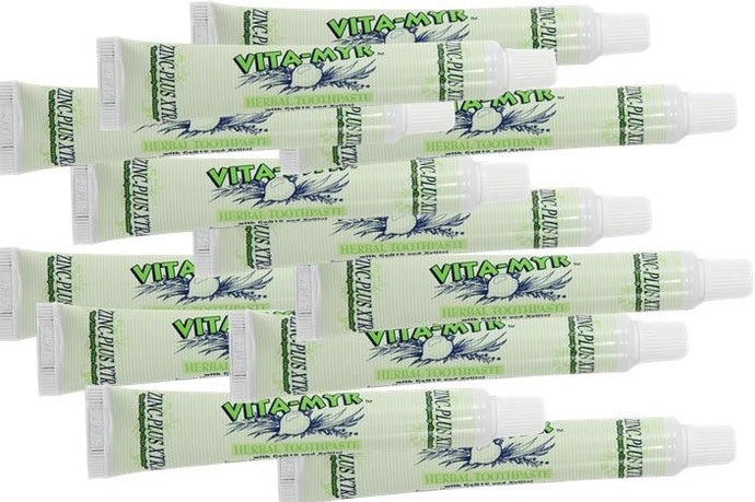 Vita-Myr 12 Pack Travel Size Zinc-Plus XTRA Toothpaste On-The-Go Dental Care Bundle -