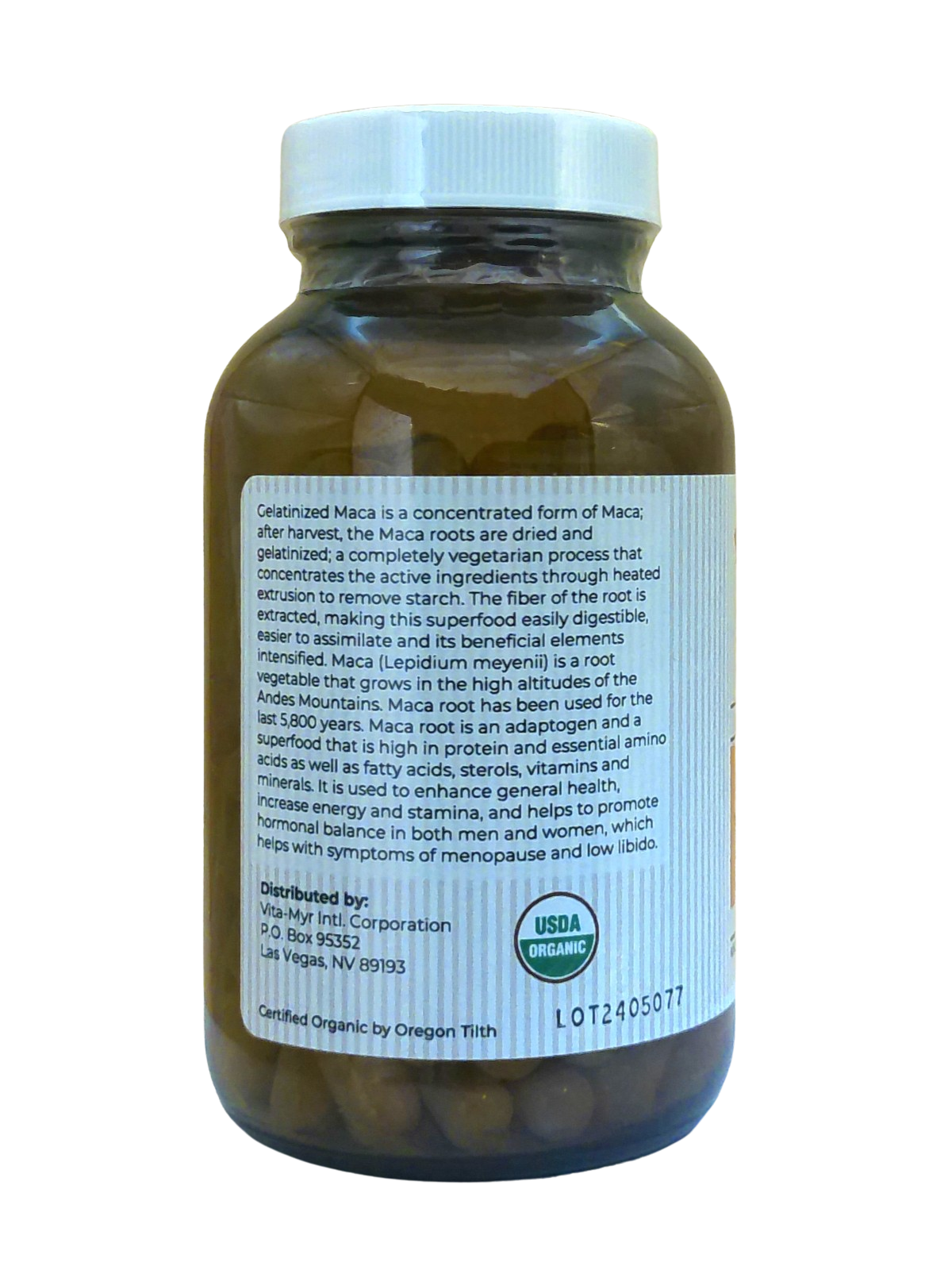 Vita-Myr Gelatinized Certified Organic Maca Capsules (120ct)